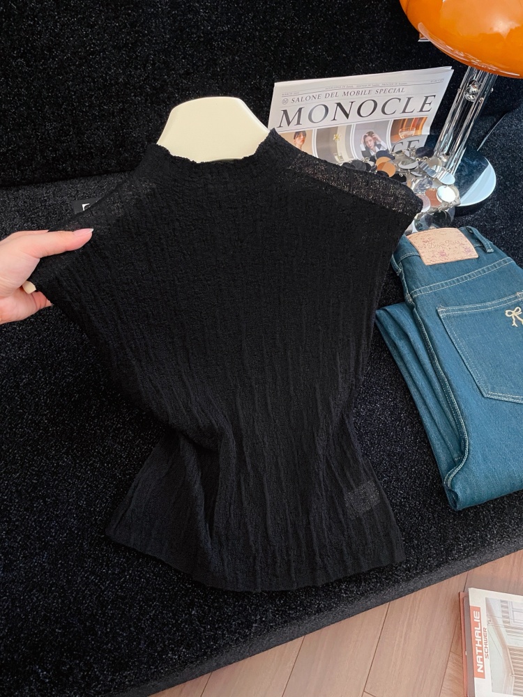 Women's Solid Sleeveless Knit Base Layer Top Summer New Slimming Versatile Vest - Image 3