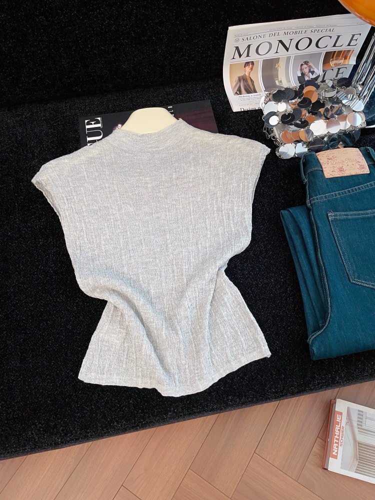 Women's Solid Sleeveless Knit Base Layer Top Summer New Slimming Versatile Vest - Image 4