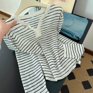 Women's Summer Knit Sweater with Half-Open Collar Loose Slimming Sun Protection Top
