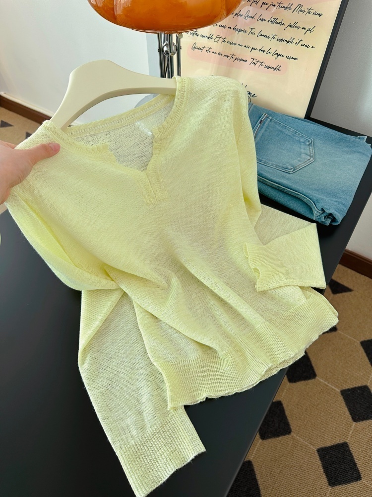Women's Summer Knit Sweater with Half-Open Collar Loose Slimming Sun Protection Top - Image 4