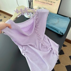 Women's Knit Top with Ribbon Tie and Ruched Neck Summer 2026