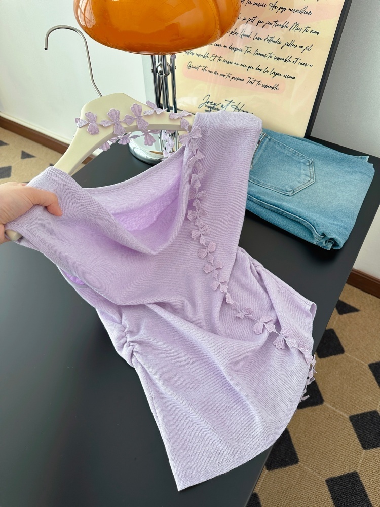 Women's Knit Top with Ribbon Tie and Ruched Neck Summer 2026