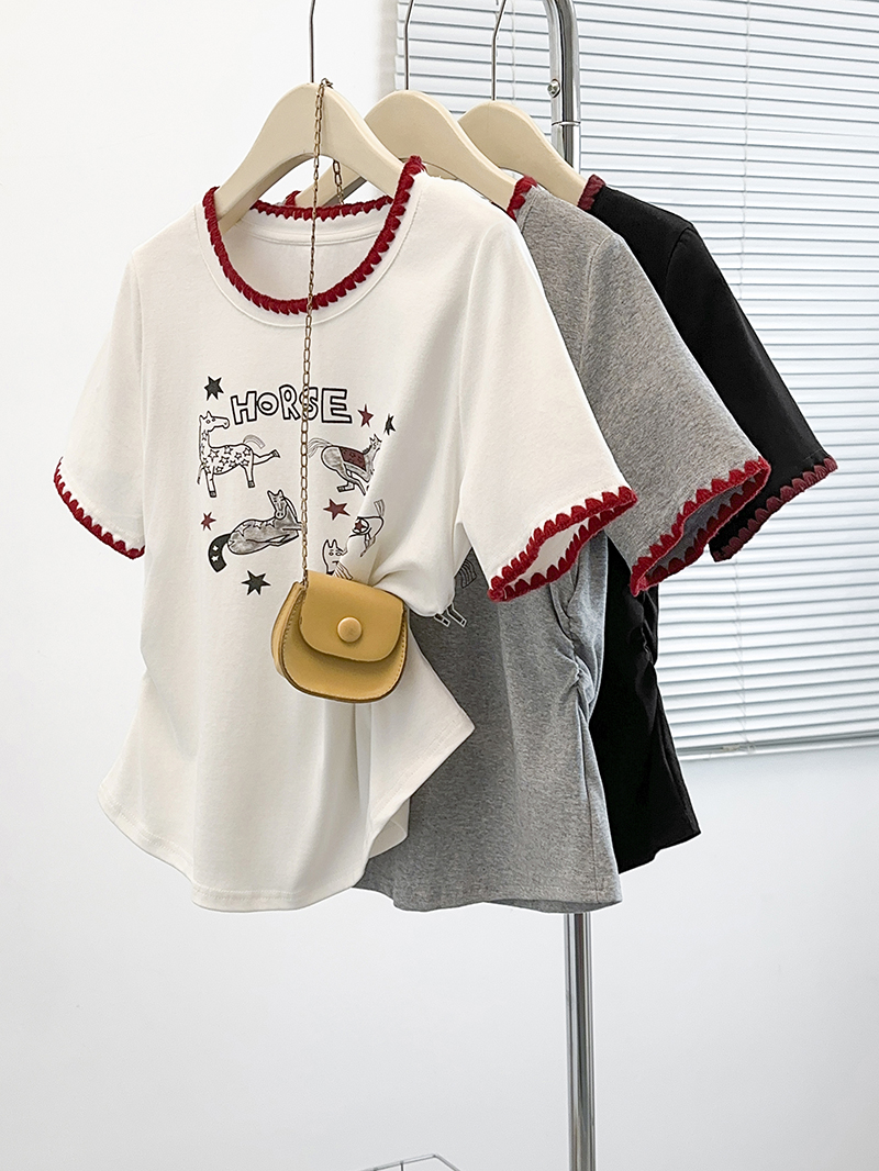 Plus Size Embroidered Cartoon Print Short Sleeve T-Shirt Summer 2026 - Image 4
