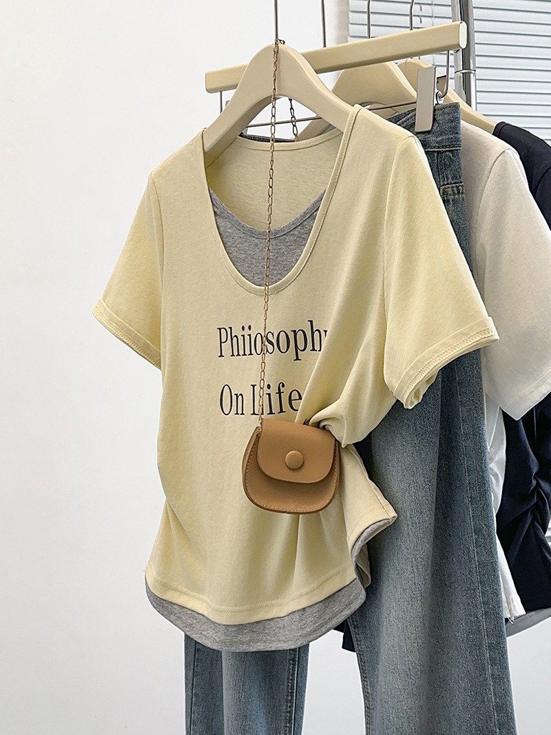 Plus Size Women's Casual Print Letter Short Sleeve T-Shirt 2026 Summer New Arrival