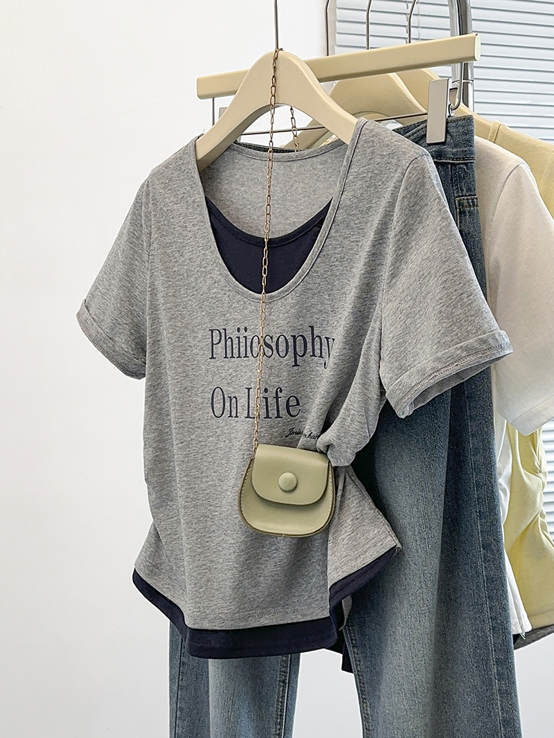 Plus Size Women's Casual Print Letter Short Sleeve T-Shirt 2026 Summer New Arrival - Image 3