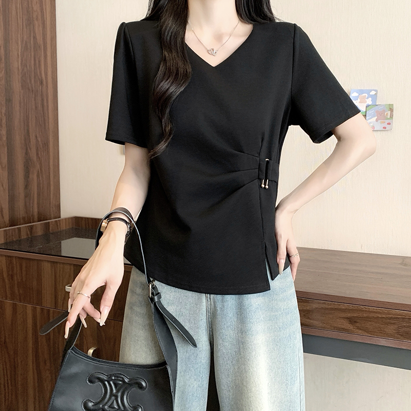 Plus Size V-Neck Irregular Short Sleeve Top Summer 2026 - Image 4