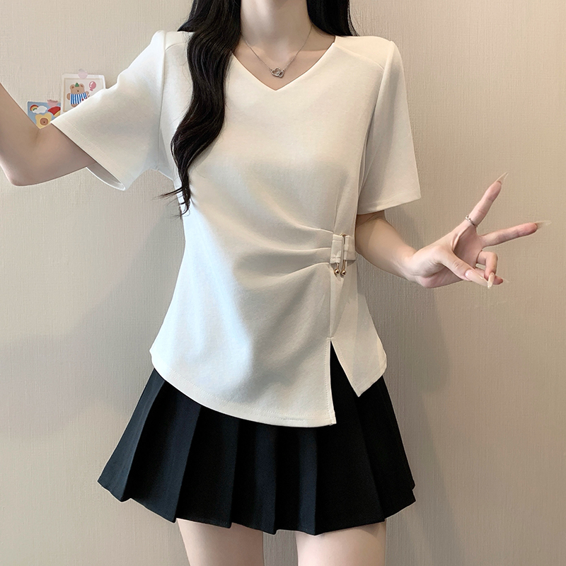 Plus Size Women V-Neck Irregular Short Sleeve Top Summer 2026 - Image 5