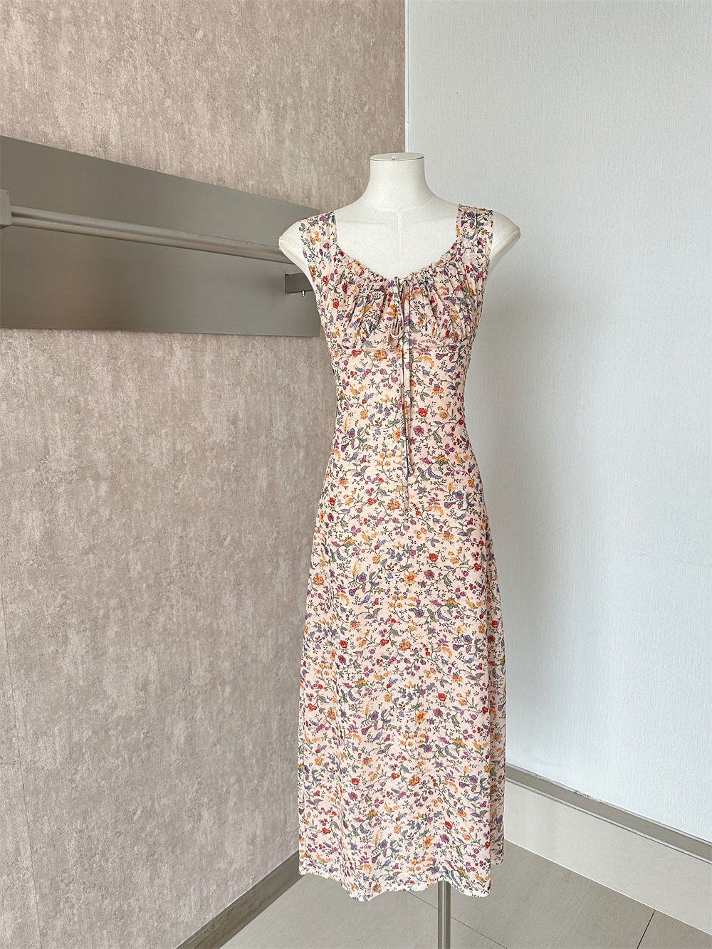 Korean Style Thin Cardigan and Floral Cami Waist Dress Two Piece Set - Image 3