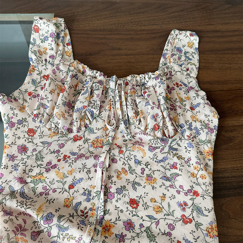 Korean Style Thin Cardigan and Floral Cami Waist Dress Two Piece Set - Image 5